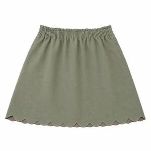 J.Crew Sage Green Scalloped Hem Linen Blend Skirt Elastic Waist Pockets H5397 2